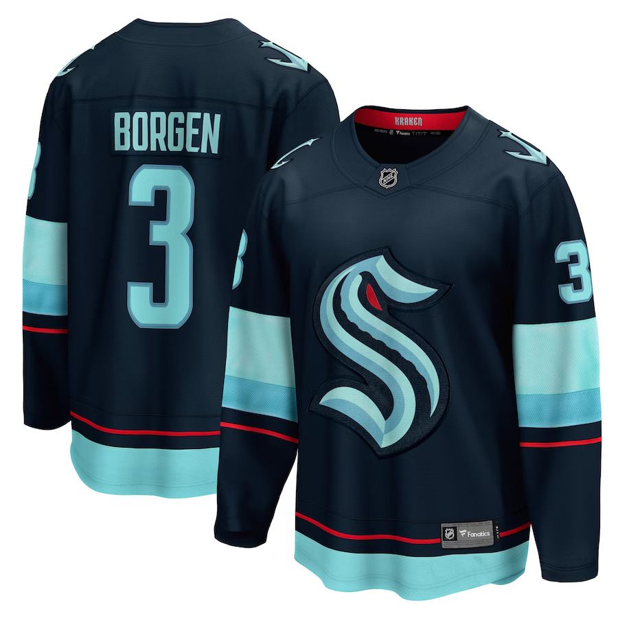 Men Seattle Kraken #3 Will Borgen Fanatics Branded Deep Sea Blue Home Breakaway Player NHL Jersey